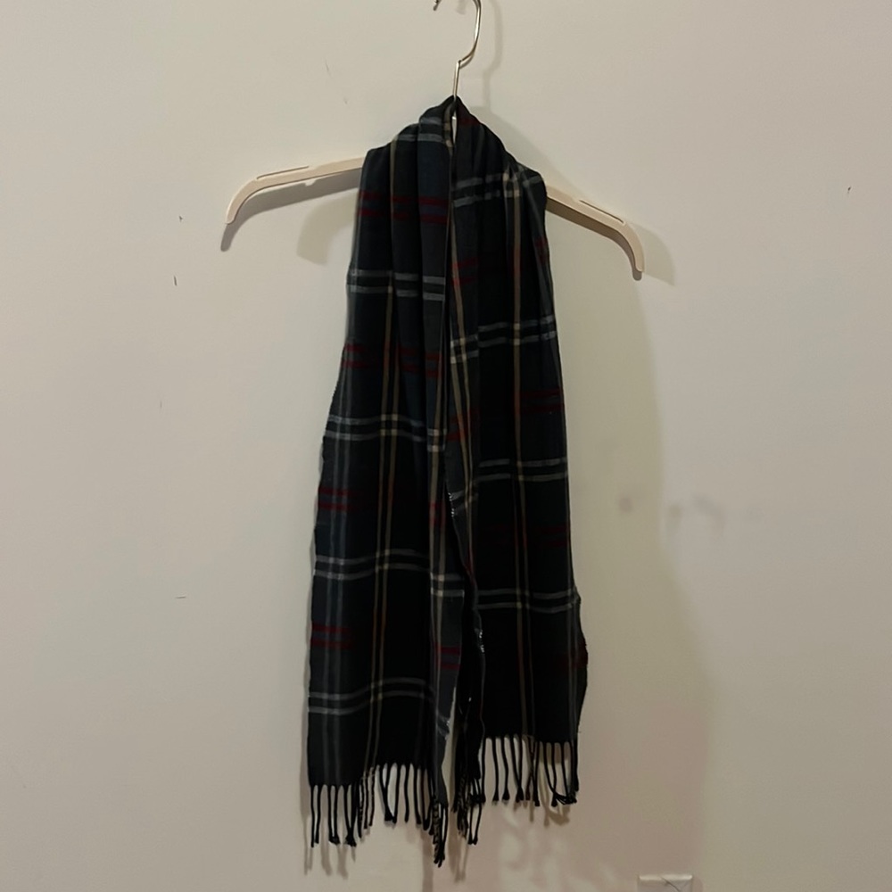 Dark gray plaid scarf